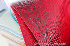 Red animal design bright shiny crocodile pvc fabric