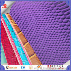 Purple color crocodile pattern leather fabric