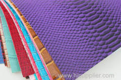 Purple color crocodile pattern leather fabric