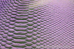 Purple color crocodile pattern leather fabric