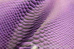 Purple color crocodile pattern leather fabric