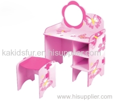 Wooden Kid Vanity and Stool