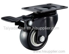 Caster Wheel Medium Duty Double Ball Bearing HI-TECH Polyurethane Swivel Brake Electrophoresis Black-Taiyada Manufacture