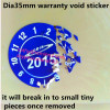 custom dia35mm round destructible date warranty stickers sheets