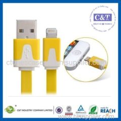 C&T Wholesale accessories Smile Face SYNC Flat Cord Charger led light cable micro usb