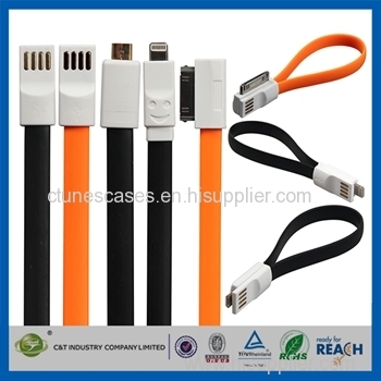 C&T Magnetic colorful Flat foldable travel Micro USB Data Sync Charger Cable Cord