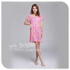 Apparel & Fashion Underwear & Nightwear Sleepwear & Pajamas Bamboo fiber sleep shirt night shirt Ladies lotus bottom hem