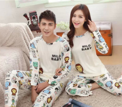 Cotton Couple Winter Pajama Set different size for choice & different styles for choice printed Cartoon white