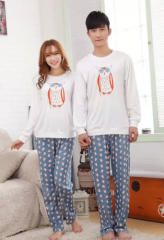 Cotton Couple Winter Pajama Cartoon white Long Sleve Home Wear