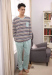 Cotton Men Winter Pajama striped blue fashion OEM Long sleve