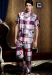 mitation Silk Men Summer Pajama printed geometric purple short Sleve