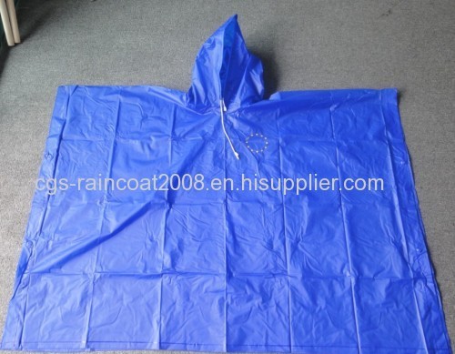 pvc rain poncho attached hood with side soft pvc snaps
