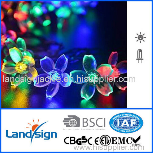 Cixi landsign solar light factory with BSCI and ISO9001 certified solar flower string lights