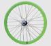 Green Fixed Gear Road Bike Wheel Set With Low Flung Hubs