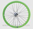 Green Fixed Gear Road Bike Wheel Set With Low Flung Hubs