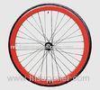 Red Alloy Fixed Gear Bicycle Wheel Set With Steel Spokes