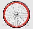 Red Alloy Fixed Gear Bicycle Wheel Set With Steel Spokes