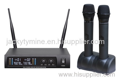 Tymine UHF dual channel rechargeable wireless microphone