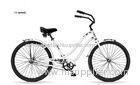 White Full Size Single / 3 Speed Beach Cruiser Bicycles For Women / Girls