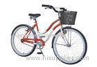 Red Full Size Single Speed Beach Ladies City Bikes With Basket