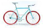 Customized 700C Chromoly Frame Blue Single Speed Fixie Bikes For Women / Men