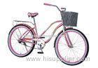 Pink 26 Inch 700c Custom Design Womens Cruiser Bicycles With Basket