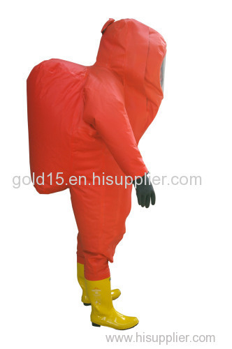 Heavy Duty Chemical Protective Clothing/Totally Enclosed Anti Chemical Suit air respirator inside