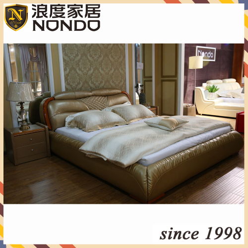 Furniture bed double size leather bed