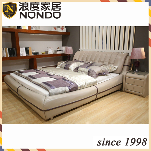 Morden bedroom furniture doube leather bed DR330