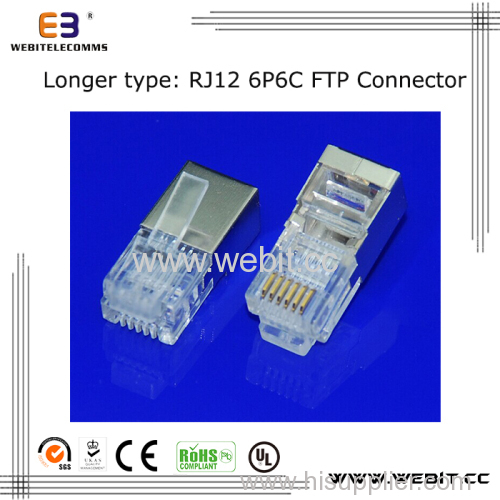Telephone connector RJ12 6P6C FTP connector with longer body