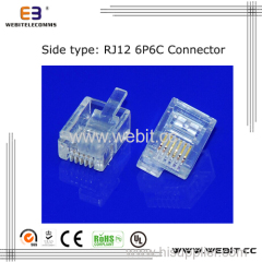 Telephone connector RJ12 6P6C UTP connector with right-left clip