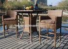 Weatherproof 3 Piece Patio Furniture Rattan Bar Set With 2 Stools