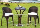 3 Piece Outdoor Bar Set Plastic Rattan Furniture in Dark Brown