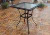 Square Plastic Rattan Garden Table With Frosted Glass Top for Backyard