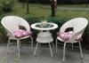 White 2 Rattan Chairs With Table , Outdoor Coffee Shop Furniture