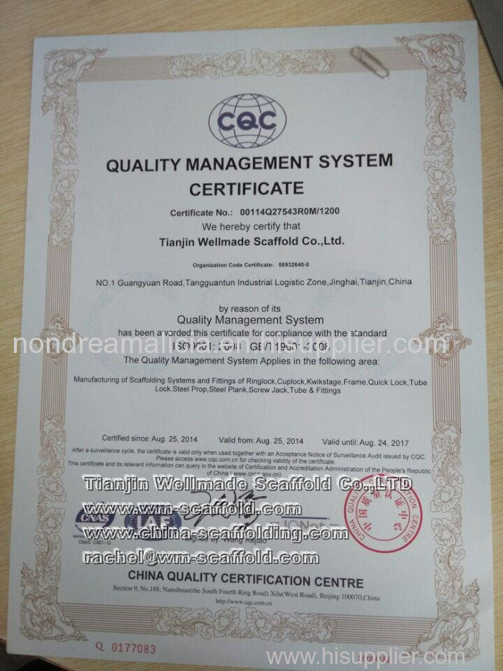 ISO9001 China Scaffolding Manufacturer-Tianjin Wellmade Scaffold