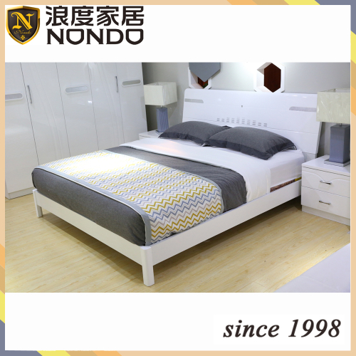 Morden MDF bed white color panel bed 5906