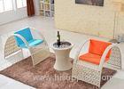 Fashion PE Rattan Table And Chairs Set Outdoor Pub Furniture , White / Brown