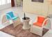 Fashion PE Rattan Table And Chairs Set Outdoor Pub Furniture , White / Brown
