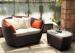 Coffee PE Rattan Sofa Outdoor / Indoor Garden Furniture With UV Resistant