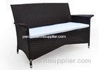 2 Seater Rattan Sofa Black , Synthetic Rattan Sofa for Living Room