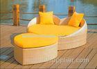 Yellow Heart Shape Rattan Sun Beds , Rattan Chaise Lounge Indoor