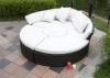 Black Rattan Sunbed Transformed Into Sofa Tea Table and Foot Pedal