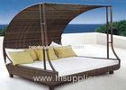 Anti UV Rattan Sunbeds Outdoor Double Chaise Lounge for Villa