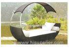 Black Single Rattan Sunbeds Indoor Garden Furniture With Lumbar Pillow