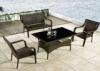 Sun Room Furniture Plastic Rattan Dining Sets Outdoor , Dark Coffee