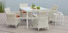 White Outdoor Rattan Dining Set / Indoor Cafe Furniture With Small Stool