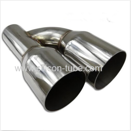 Universal Exhaust Pipe Dual Tip 2.5" Inlet Stainless steel Rolled Edge Slant Cut