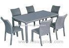 Silver 6 Seater Rattan Dining Set Indoor Rattan Living Room Furniture