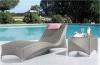 Silver Single Rattan Chaise Lounge Outdoor Wicker Sunbeds With Pillow